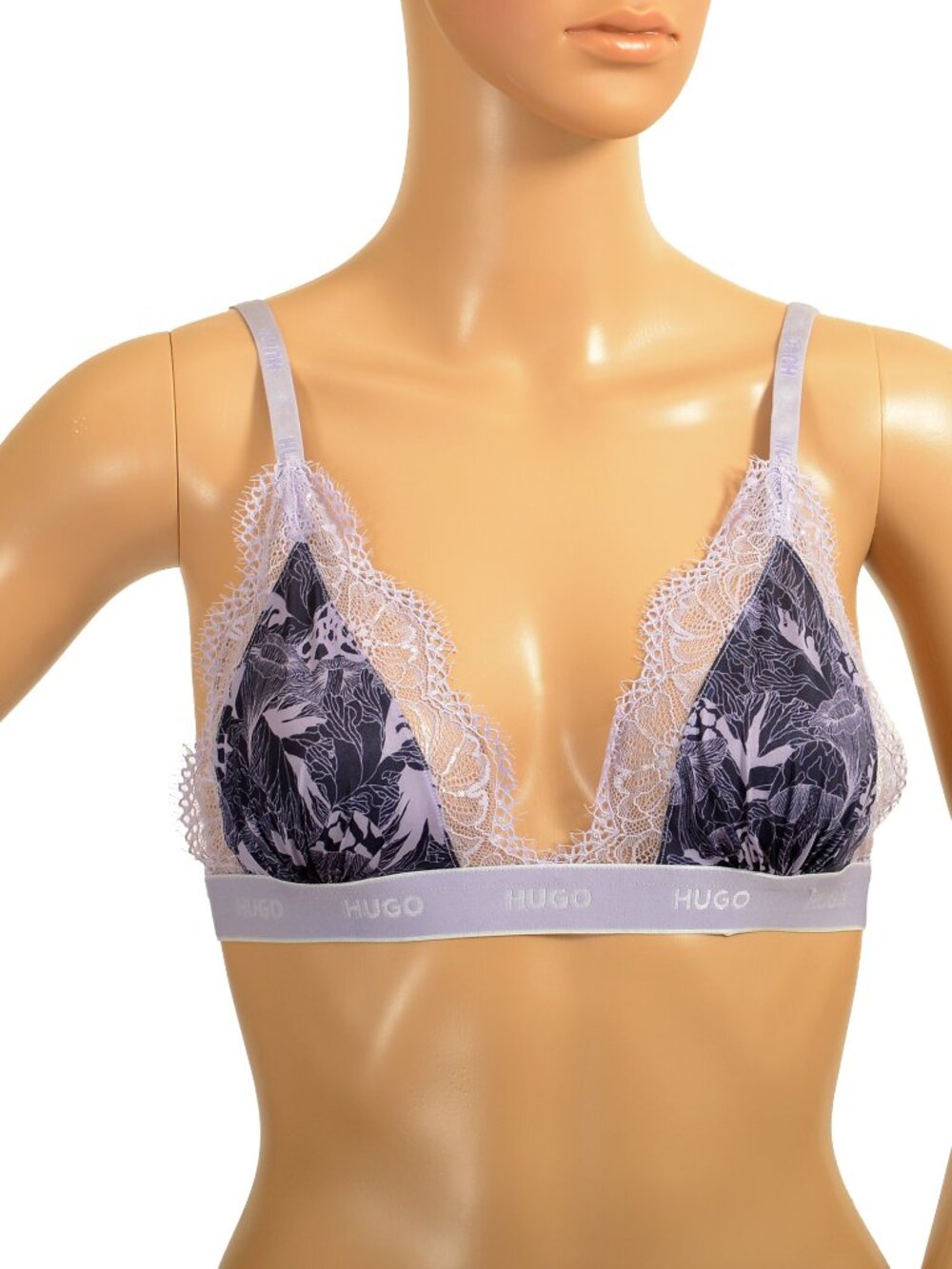 Hugo Boss Women's "Triangle FANTASY P." Lace Trimmed Bralette Bra US L IT 44